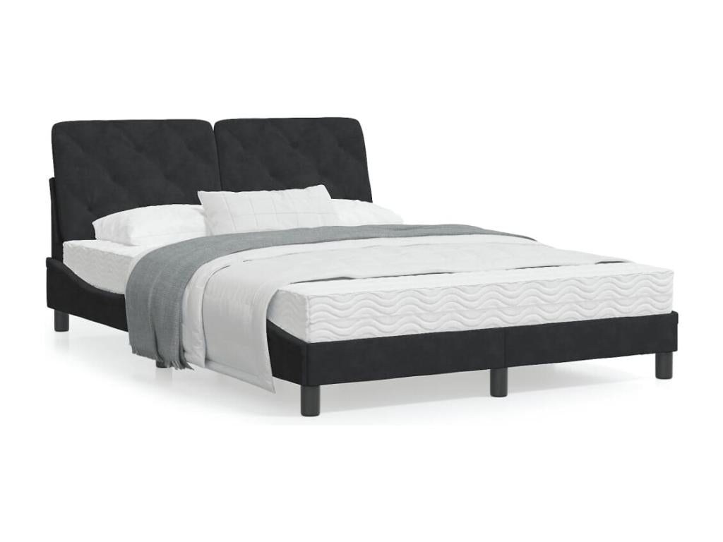 Black Velvet Bed Frame, 140 x 200 cm