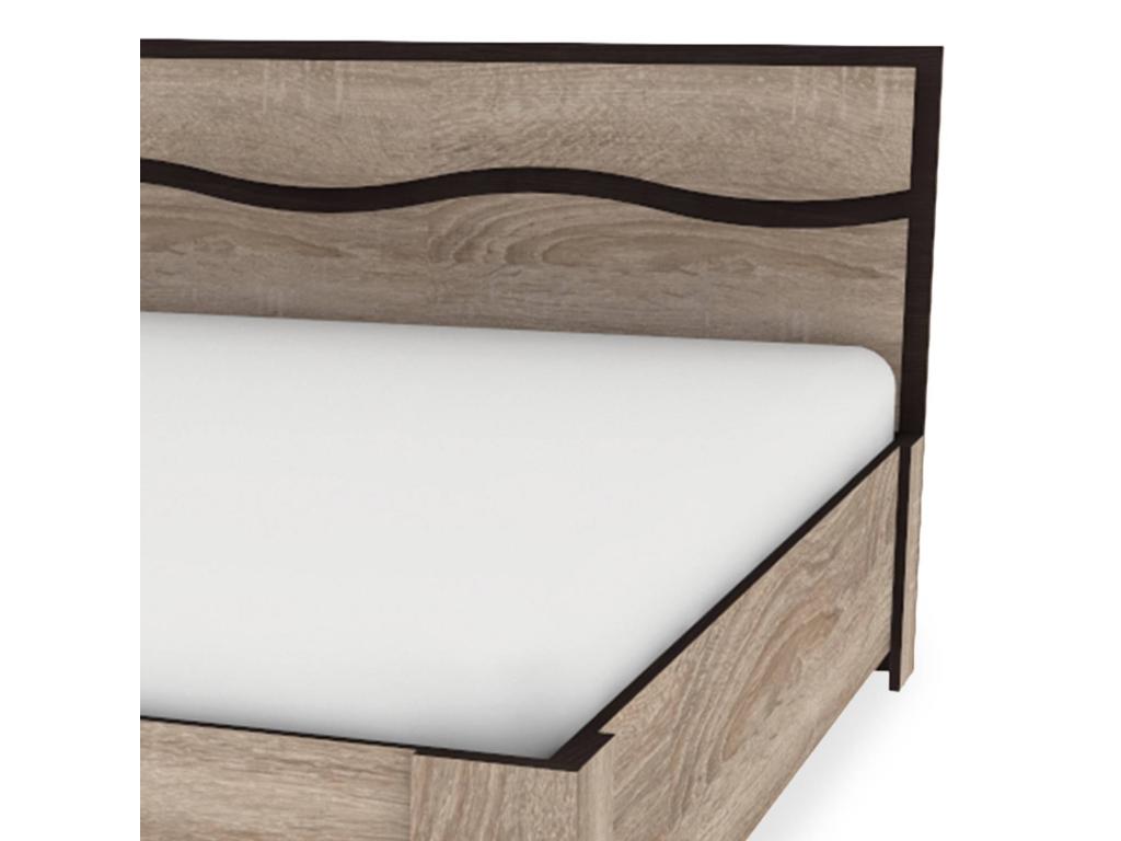 Beige Oak Wood Bed, 160 x 200 cm