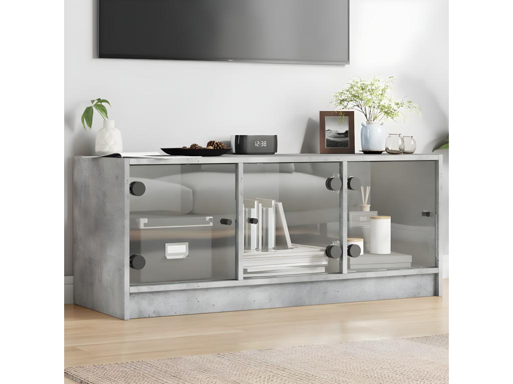 Gray Glass TV Stand, 102 x 37 x 42 cm
