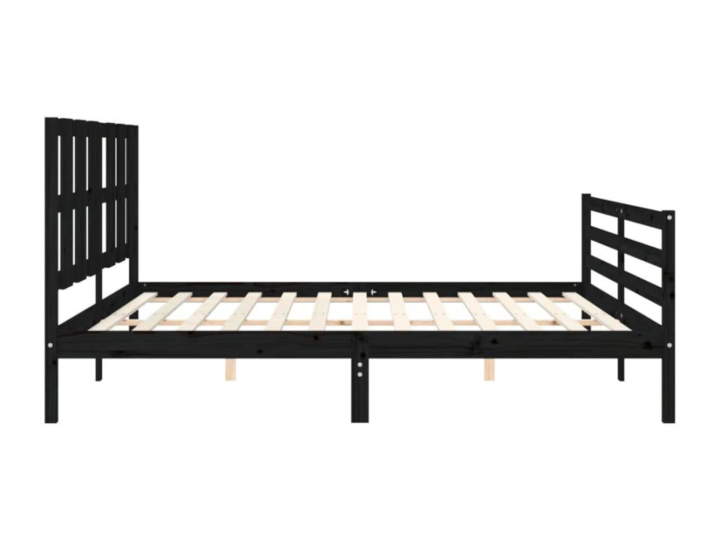 Black Solid Wood Bed Frame, 200 x 200 cm