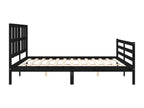 Black Solid Wood Bed Frame, 200 x 200 cm