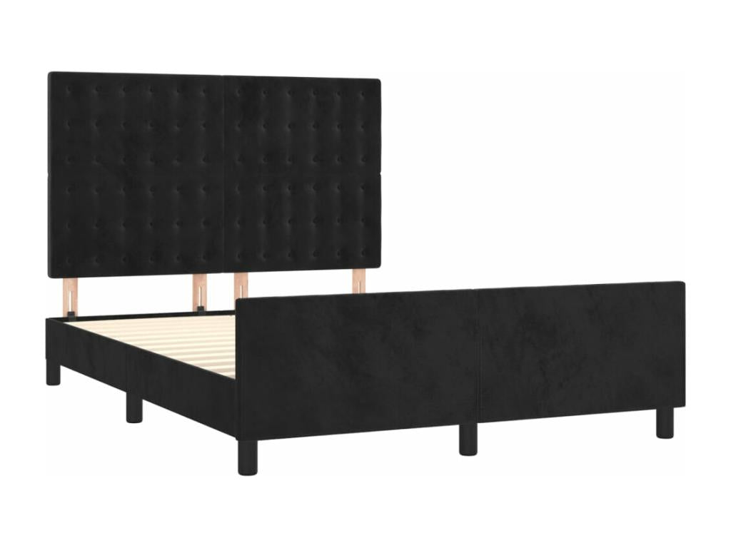 Black Velvet Bed Frame, 140 x 190 cm