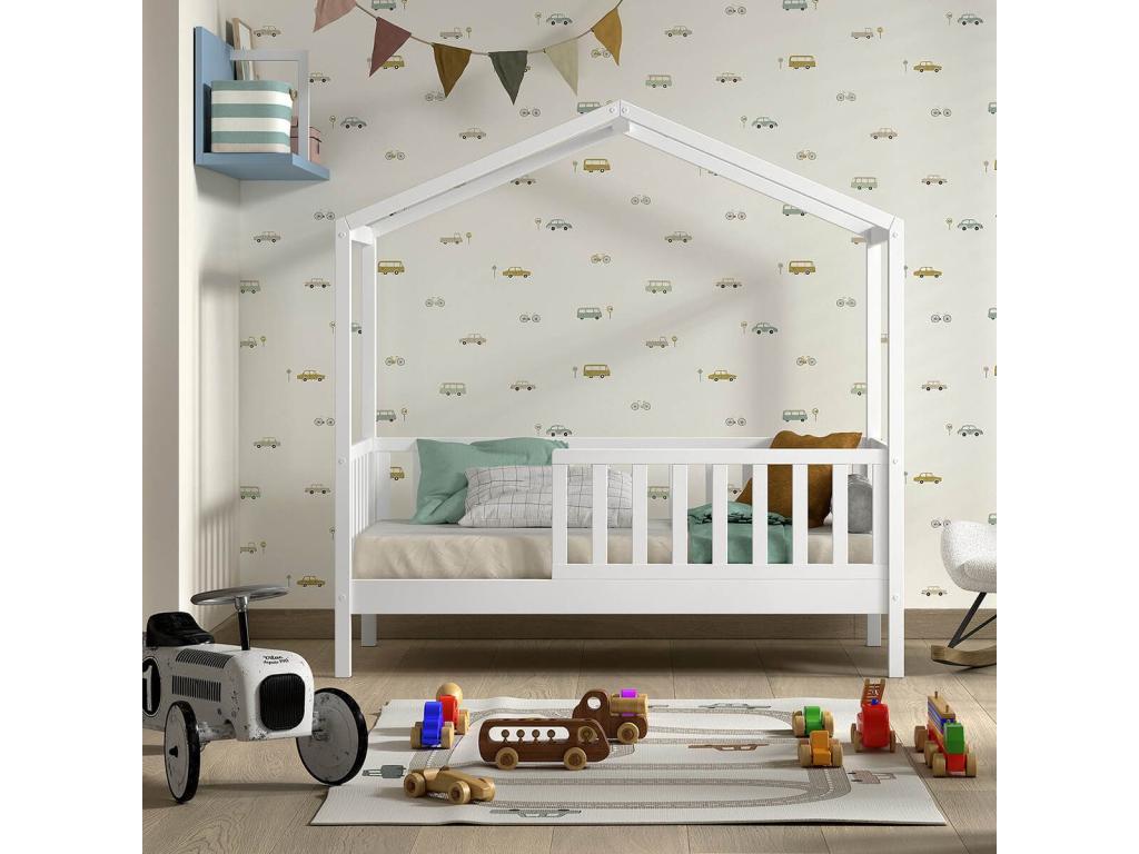 White Pine Wood Bed, 70 x 140 cm