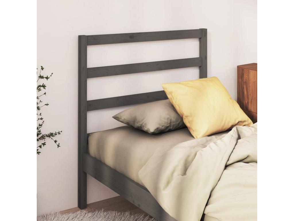 Gray Solid Wood Bed, 81 x 4 x 100 cm
