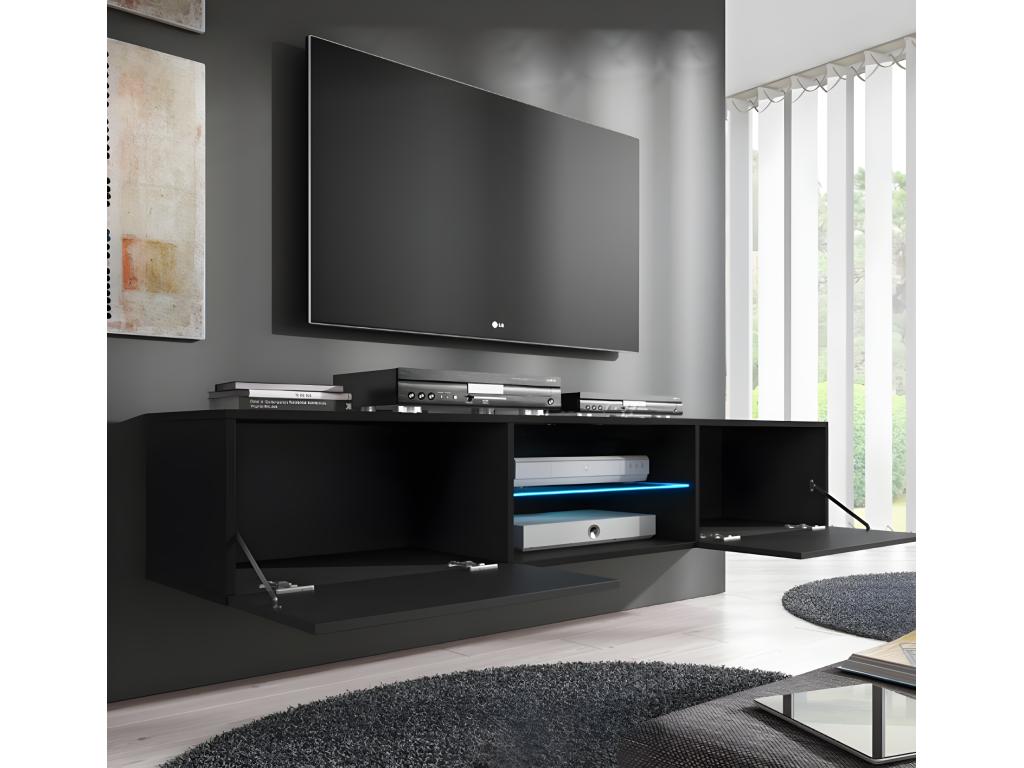 Black TV Stand, 160 x 38.5 x 30 cm
