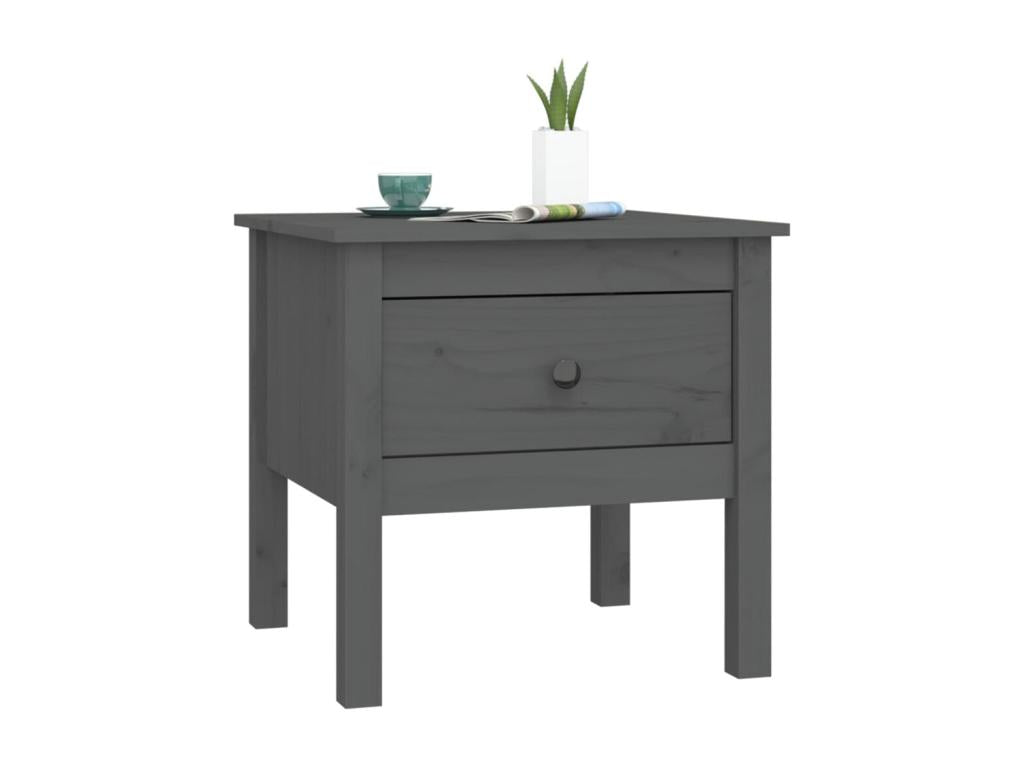 Gray Solid Wood Side Table, 50 x 50 x 49 cm