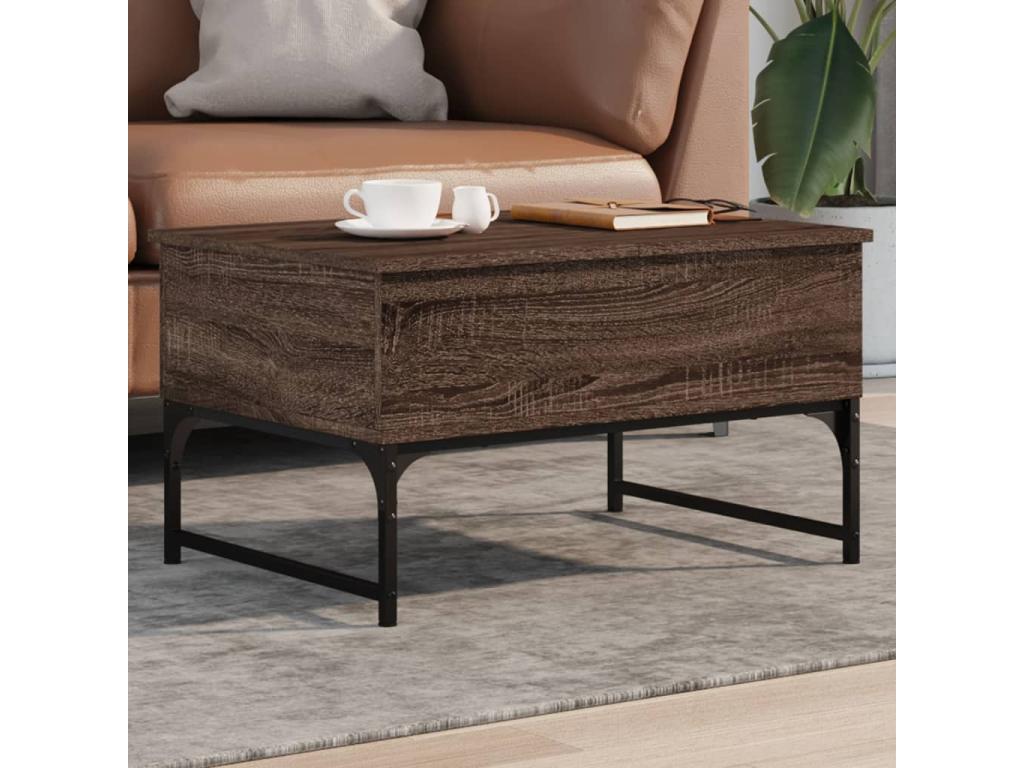 Brown Oak Wood Coffee Table, 70 x 50 x 40 cm