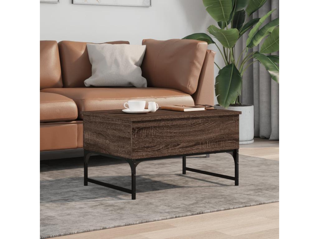 Brown Oak Wood Coffee Table, 70 x 50 x 40 cm
