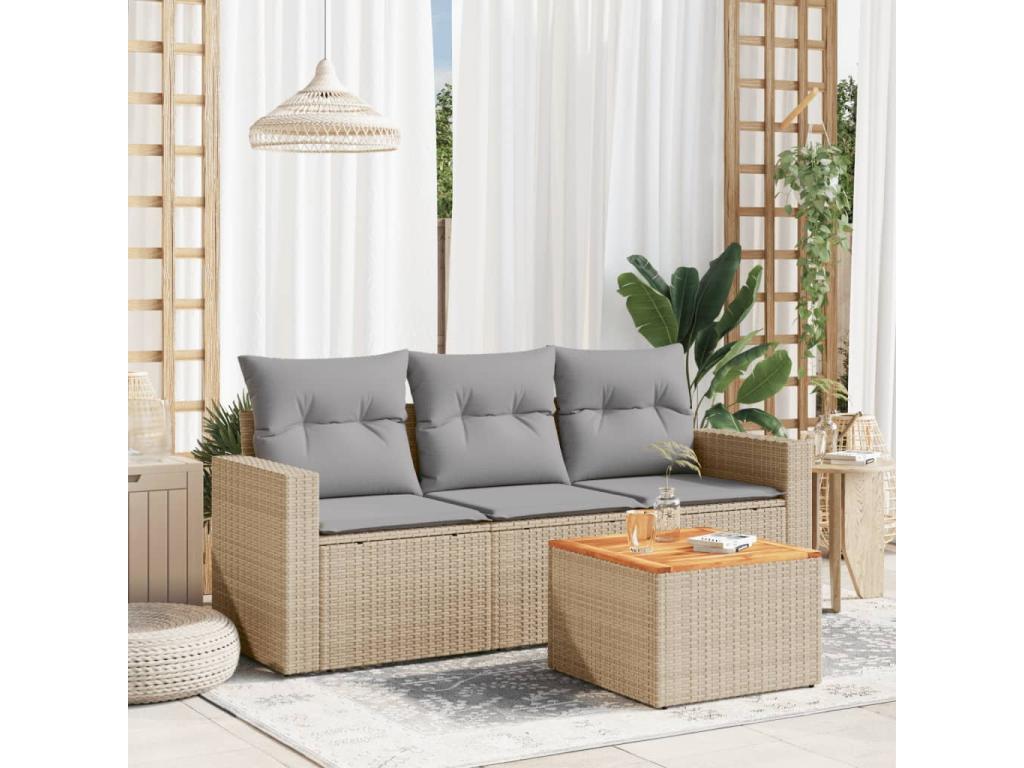 Beige Woven Resin Wicker Outdoor Furniture Set - dlz1766572992246