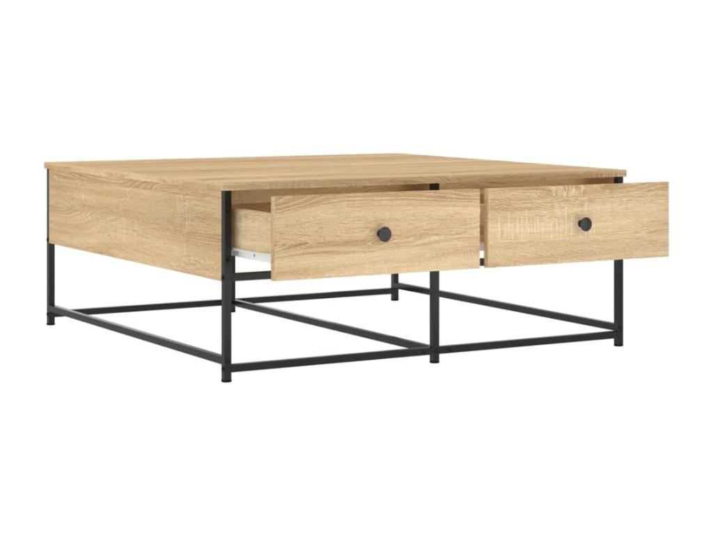 Brown Oak Wood Coffee Table, 100 x 99 x 40 cm