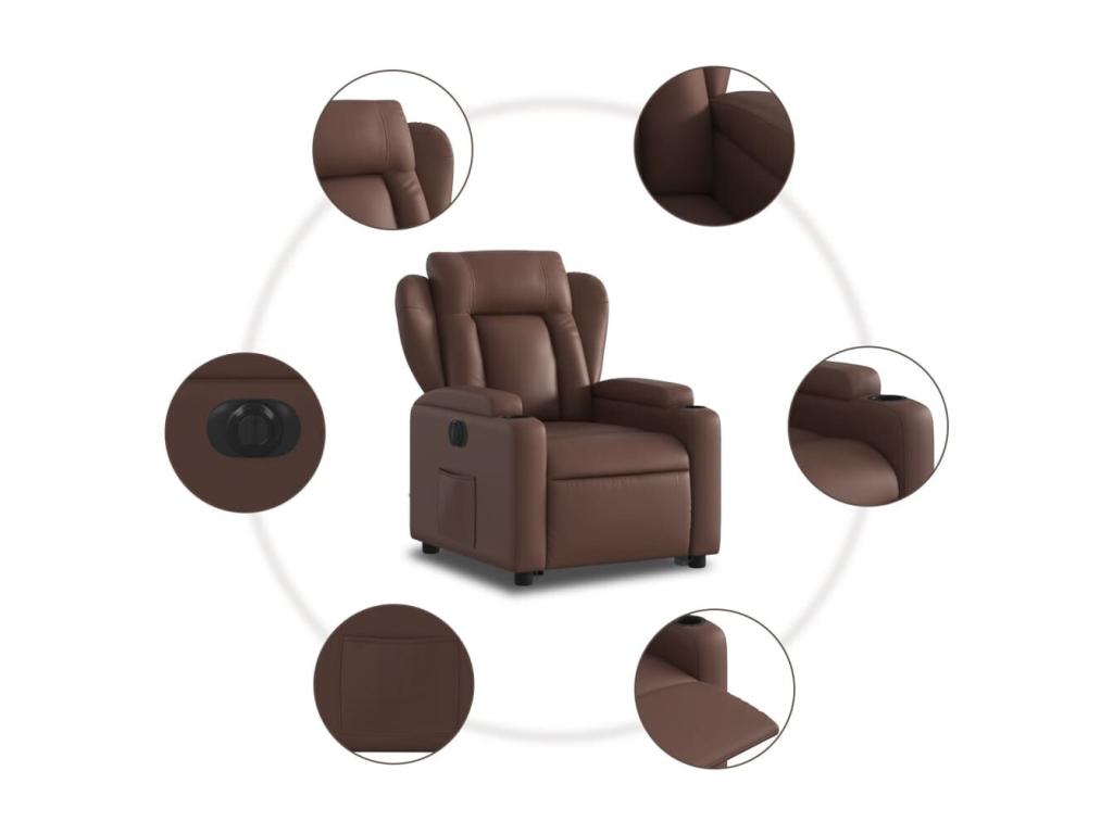 Brown Faux Leather Accent Chair