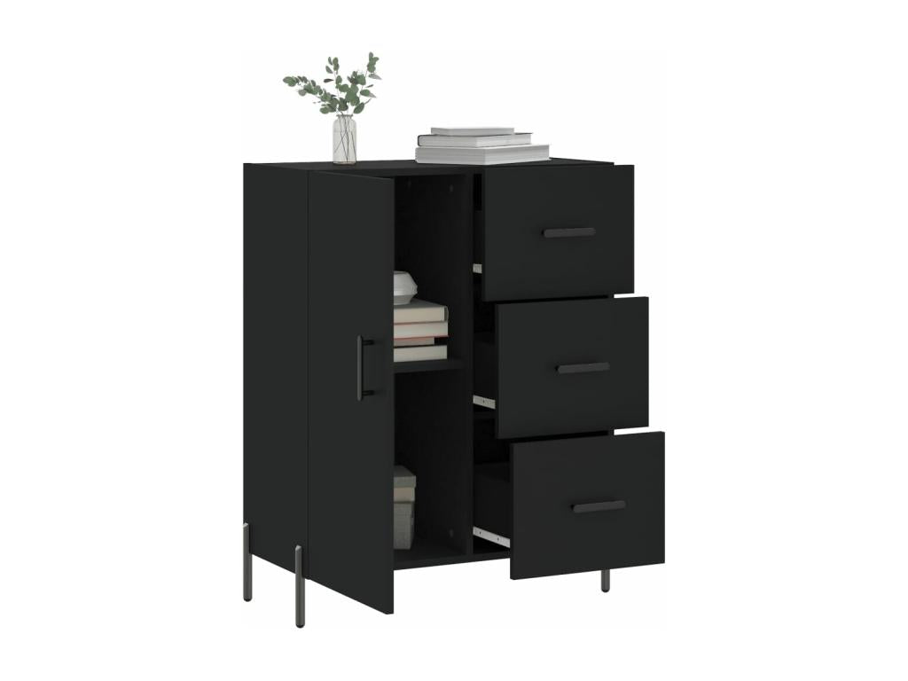 Black Engineered Wood Sideboard, 69.5 x 34 x 90 cm