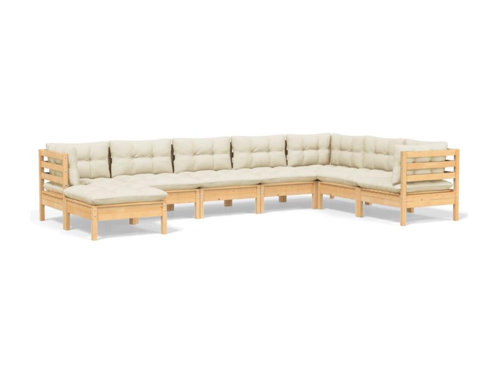 Beige Pine Wood Outdoor Furniture Set