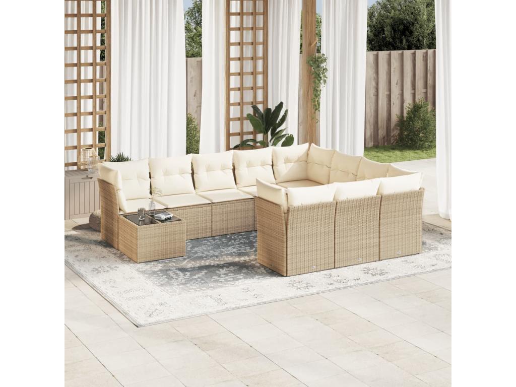 Beige Woven Resin Wicker Outdoor Furniture Set - dlz1766572522728