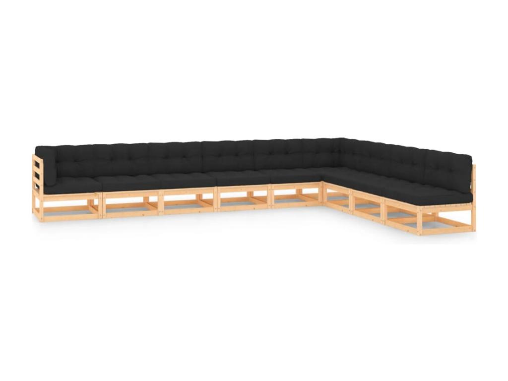 Anthracite Pine Wood Outdoor Furniture Set