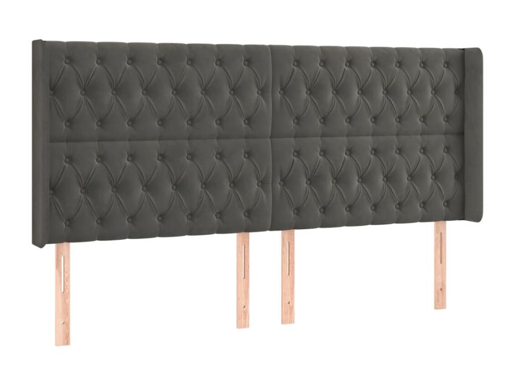 Gray Velvet Bed, 203 x 16 x 118 cm