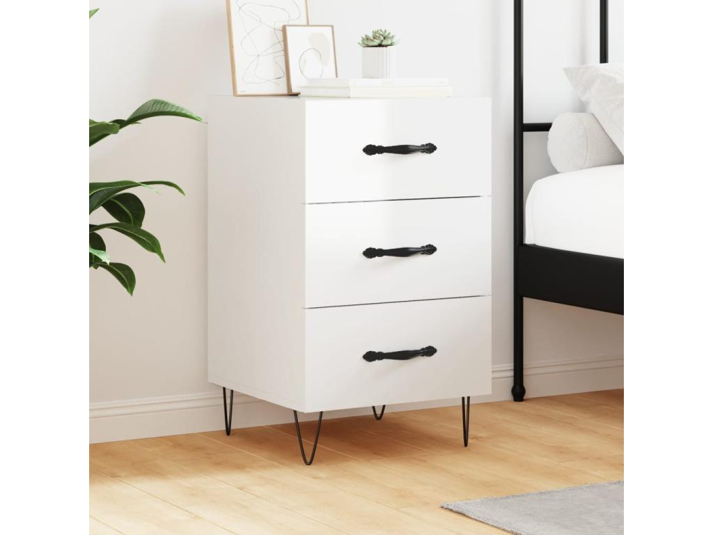 White Engineered Wood Table, 40 x 40 x 66 cm