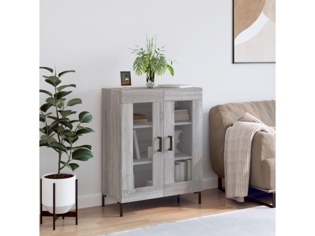 Gray Engineered Wood Sideboard, 69.5 x 34 x 90 cm