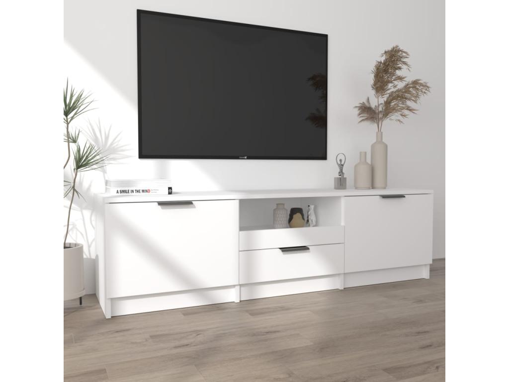 White Engineered Wood TV Stand, 140 x 35 x 40 cm
