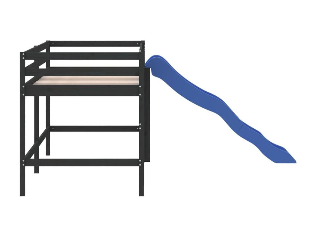 Black Pine Wood Bed, 90 x 200 cm