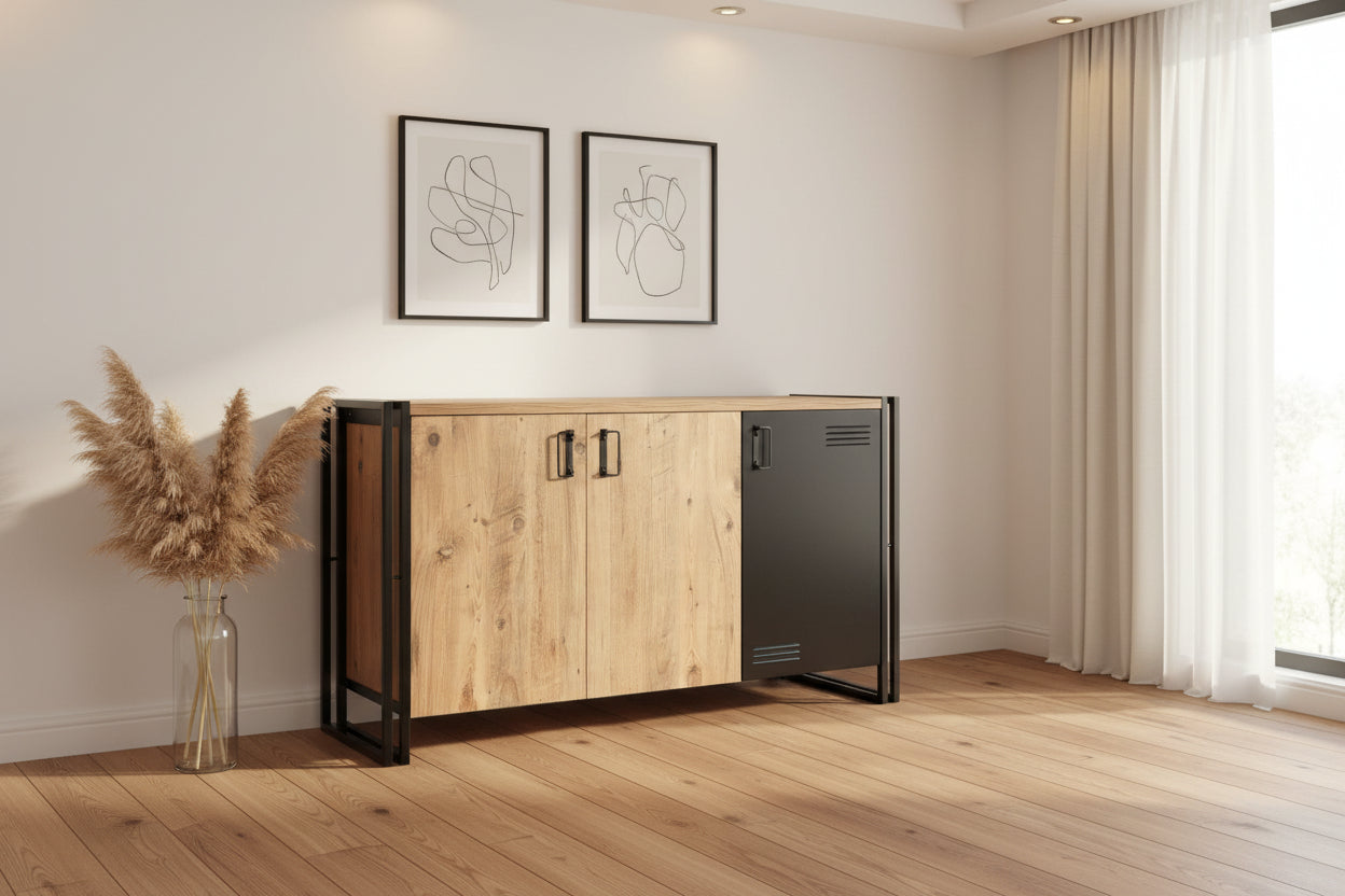 Beige Oak Wood Sideboard - dlz1766572801368