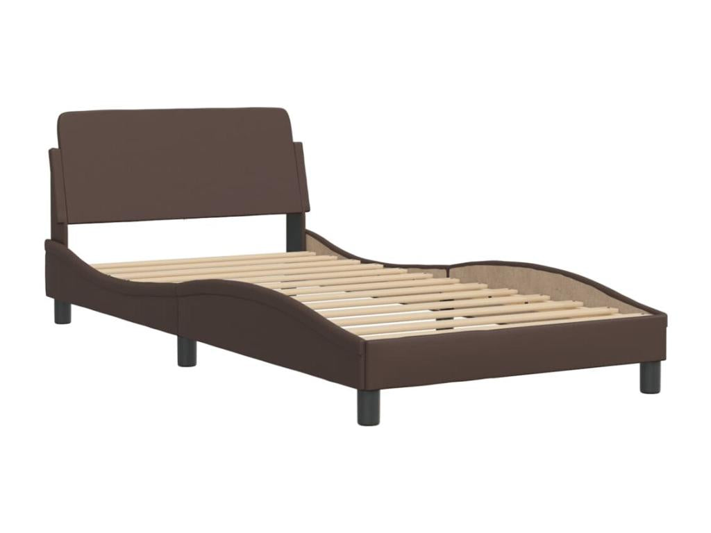 Brown Faux Leather Bed Frame, 100 x 200 cm