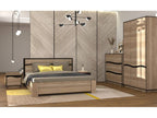 Beige Oak Wood Bed, 160 x 200 cm