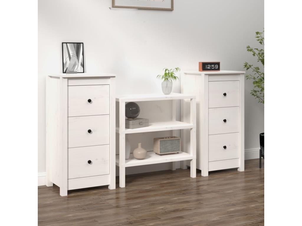 White Solid Wood Sideboard, 40 x 35 x 80 cm