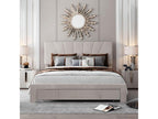 Beige Velvet Bed, 140 x 200 cm
