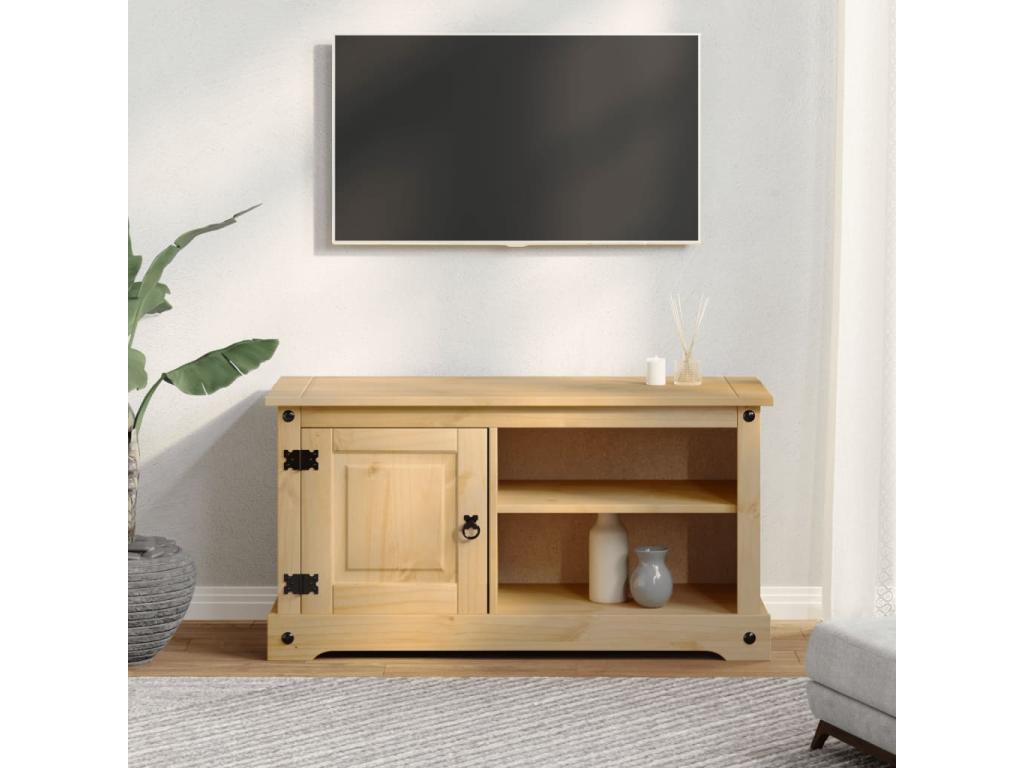 Brown Pine Wood TV Stand, 100 x 37 x 52 cm
