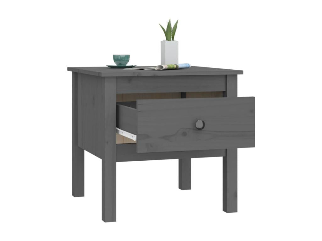 Gray Solid Wood Side Table, 50 x 50 x 49 cm