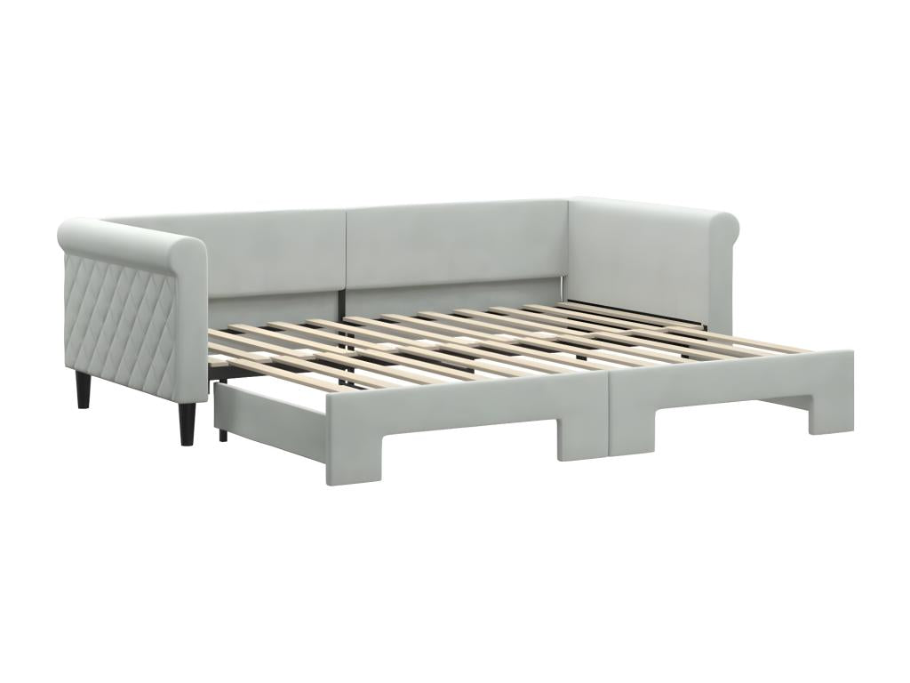 Gray Velvet Bed, 90 x 200 cm