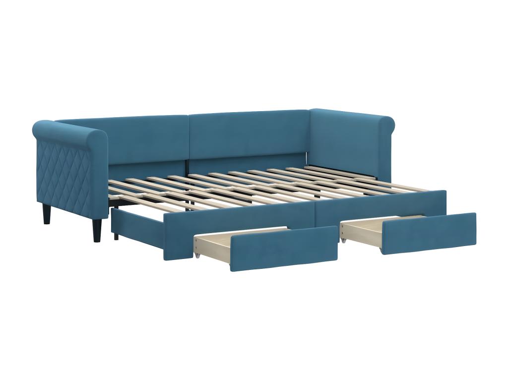 Blue Velvet Bed, 80 x 200 cm