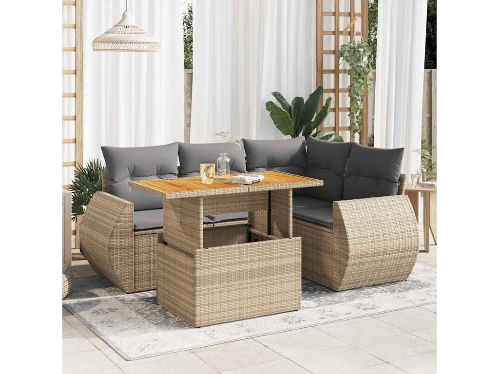 Beige Woven Resin Wicker Outdoor Furniture Set - dlz1766572548379