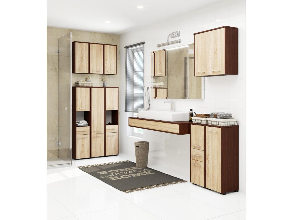 Brown Oak Wood Wardrobe, 60 x 22 x 60 cm