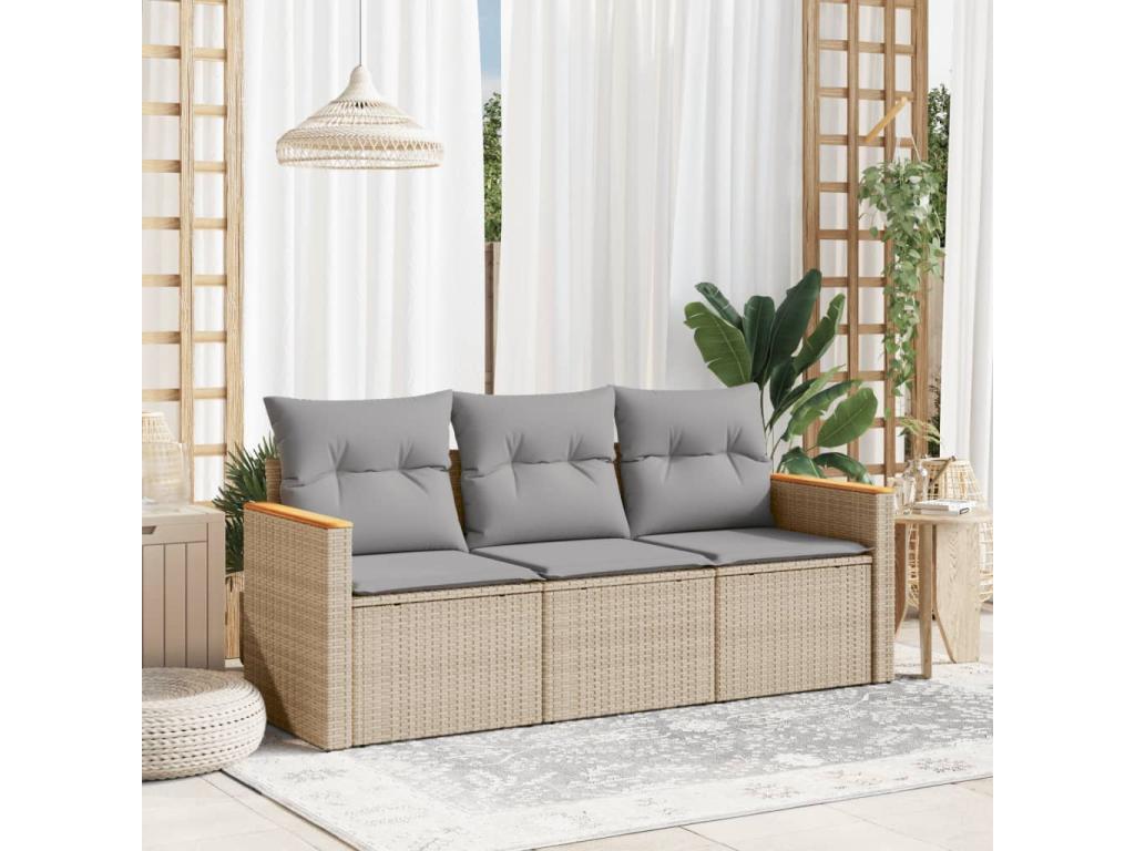 Beige Woven Resin Wicker Outdoor Furniture Set