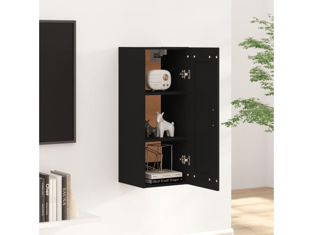 Black Engineered Wood Wardrobe, 35 x 34 x 90 cm