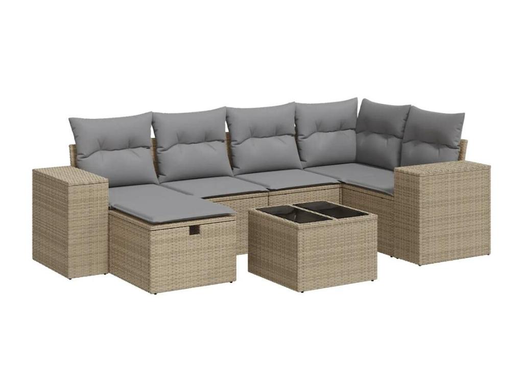 Beige Woven Resin Wicker Outdoor Furniture Set - dlz1766572628537