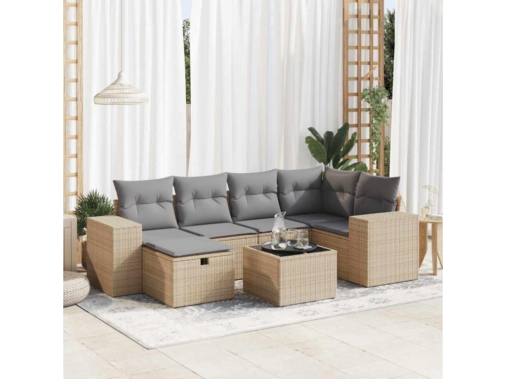 Beige Woven Resin Wicker Outdoor Furniture Set - dlz1766572628537