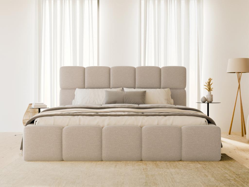 Beige Fabric Bed, 160 x 200 cm