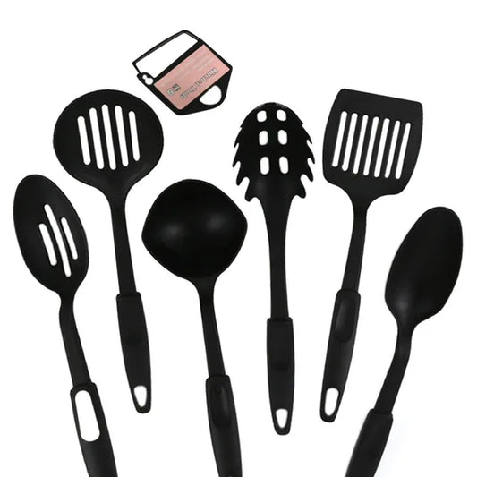 Black 6Pcs/Set Kitchen Utensils Set Non-Stick Kitchenware Cooking Tools Spoon Soup Ladle Spatula Shovel Tools Gadget Accessories