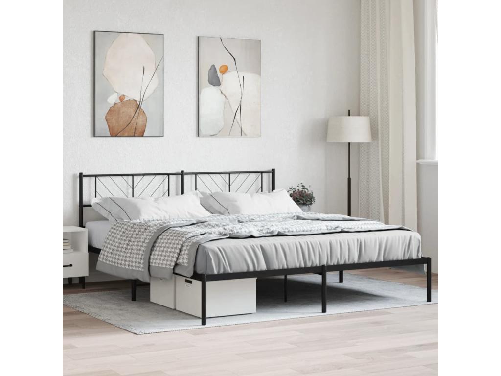 Black Metal Bed Frame, 183 x 213 cm