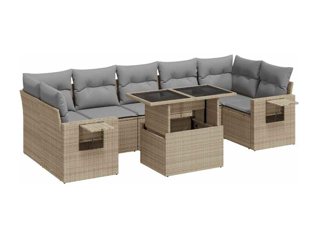 Beige Woven Resin Wicker Outdoor Furniture Set - dlz1766572742915