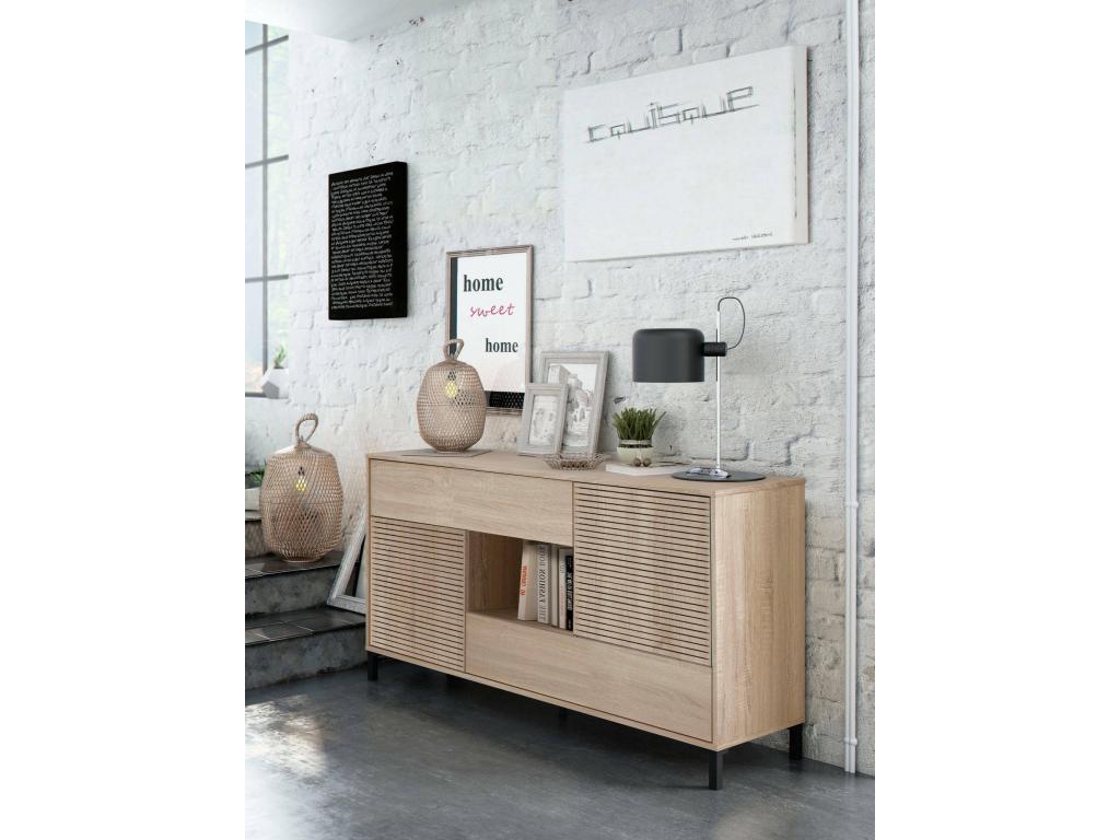 Brown Oak Wood Sideboard