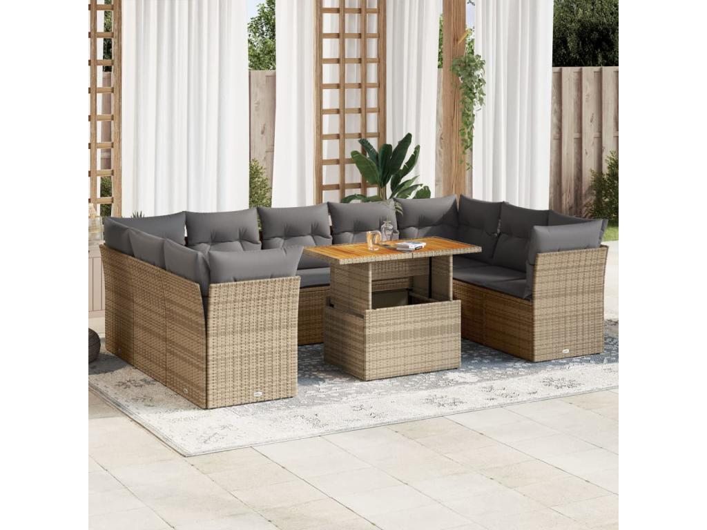 Beige Woven Resin Wicker Outdoor Furniture Set - dlz1766572717468