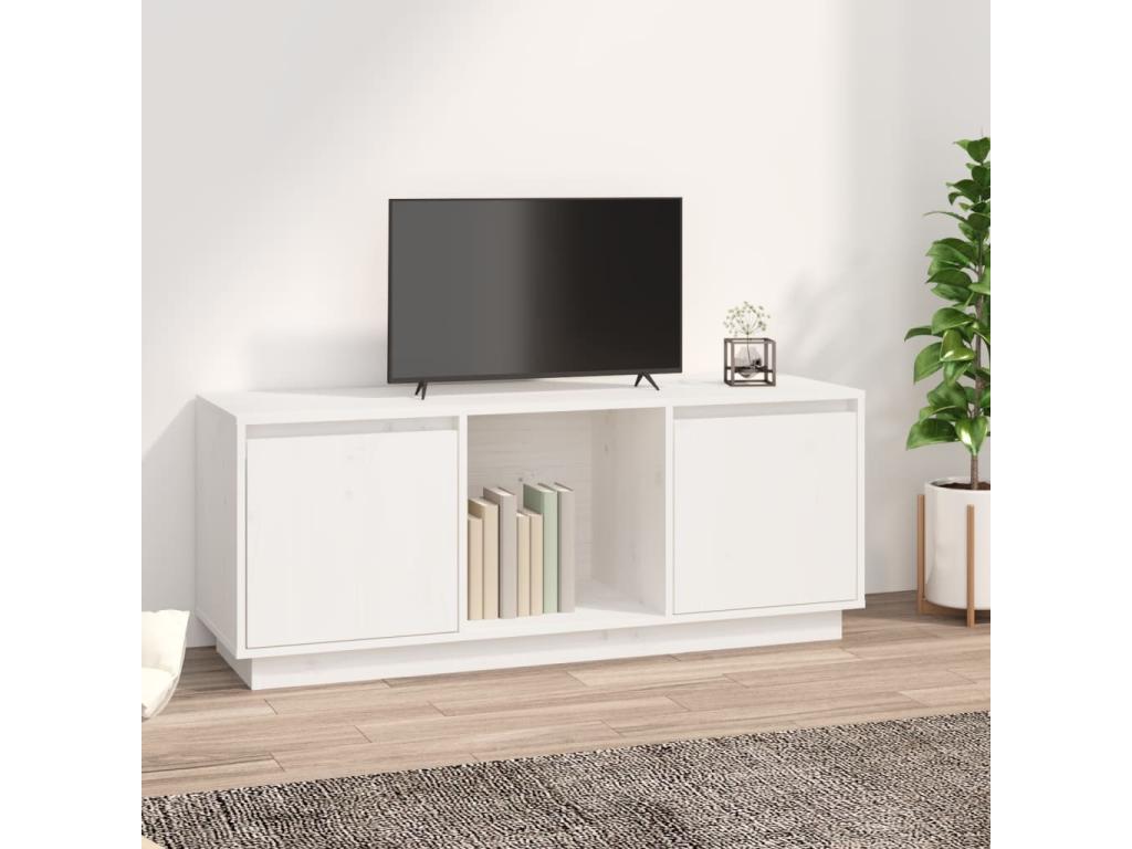 White Pine Wood TV Stand, 110.5 x 35 x 44 cm