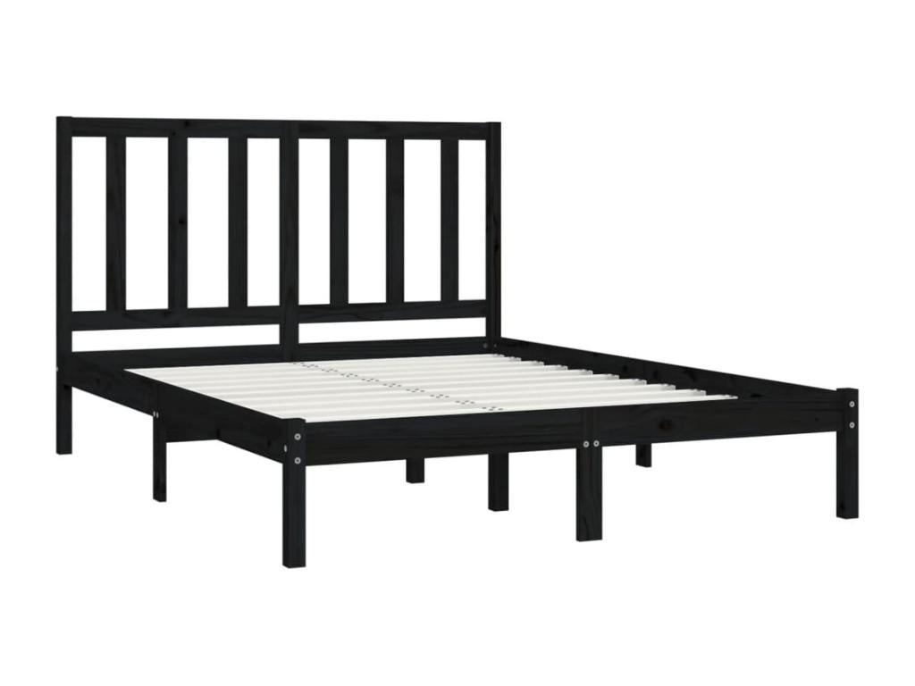 Black Pine Wood Bed Frame, 140 x 190 cm