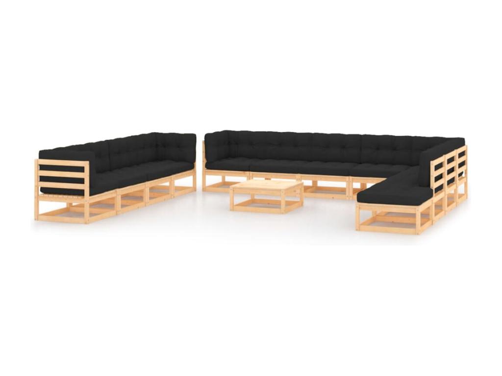 Anthracite Pine Wood Outdoor Furniture Set - dlz1766572693494