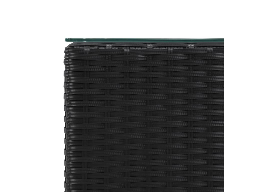 Black Glass Side Table, 35 x 35 x 52 cm