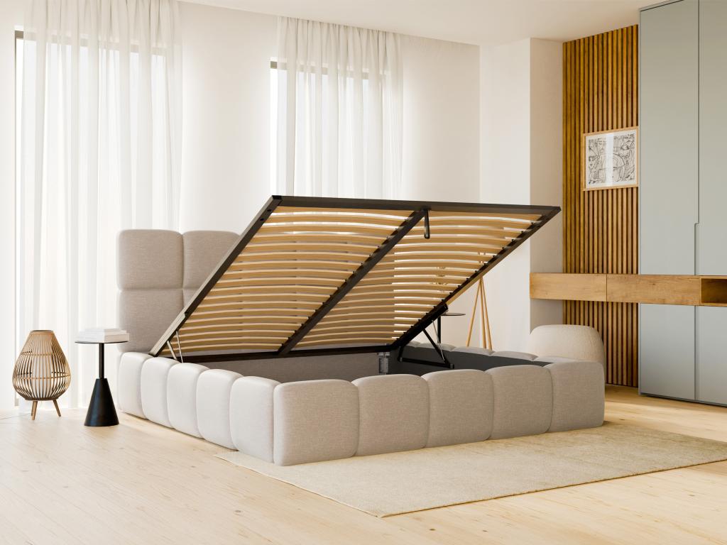 Beige Fabric Bed, 160 x 200 cm